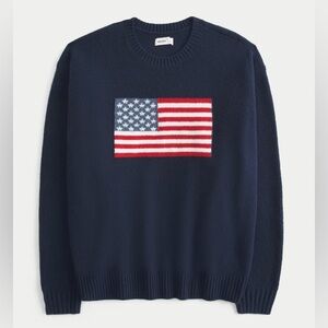 Hollister Navy Sweater with Flag Design